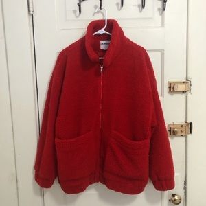 I AM GIA Pixie Teddy Coat. Fuzzy red coat.